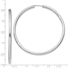 QE11531 Sterling Silver Rhodium-plated 3x60mm Endless Tube Hoop Earrings
