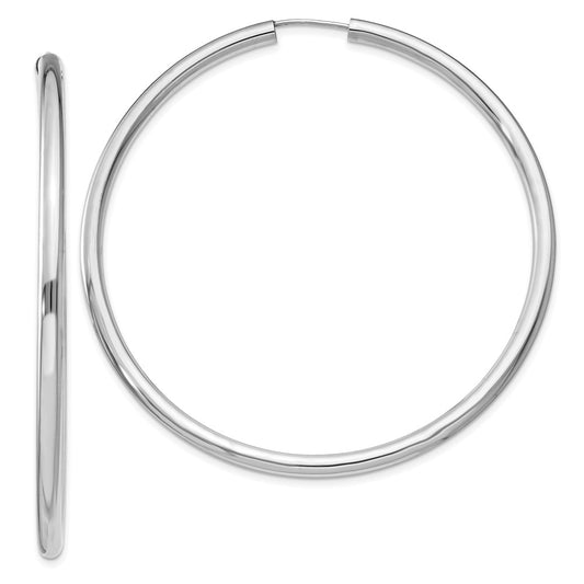 QE11531 Sterling Silver Rhodium-plated 3x60mm Endless Tube Hoop Earrings