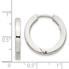 QE11544 Sterling Silver 2.5x20mm Hinged Hoop Earrings