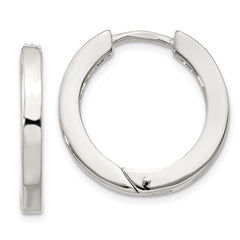 QE11544 Sterling Silver 2.5x20mm Hinged Hoop Earrings