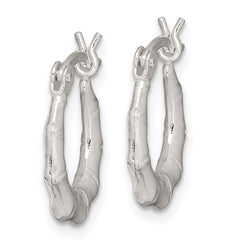 QE11634 Sterling Silver Polished Bamboo Hoop Earrings