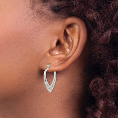 QE11648 Sterling Silver Polished Filigree Heart Hoop Earrings