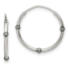 QE11708 Sterling Silver Polished and Antiqued Endless Hoop Earrings