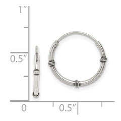 QE11709 Sterling Silver Polished and Antiqued Endless Hoop Earrings