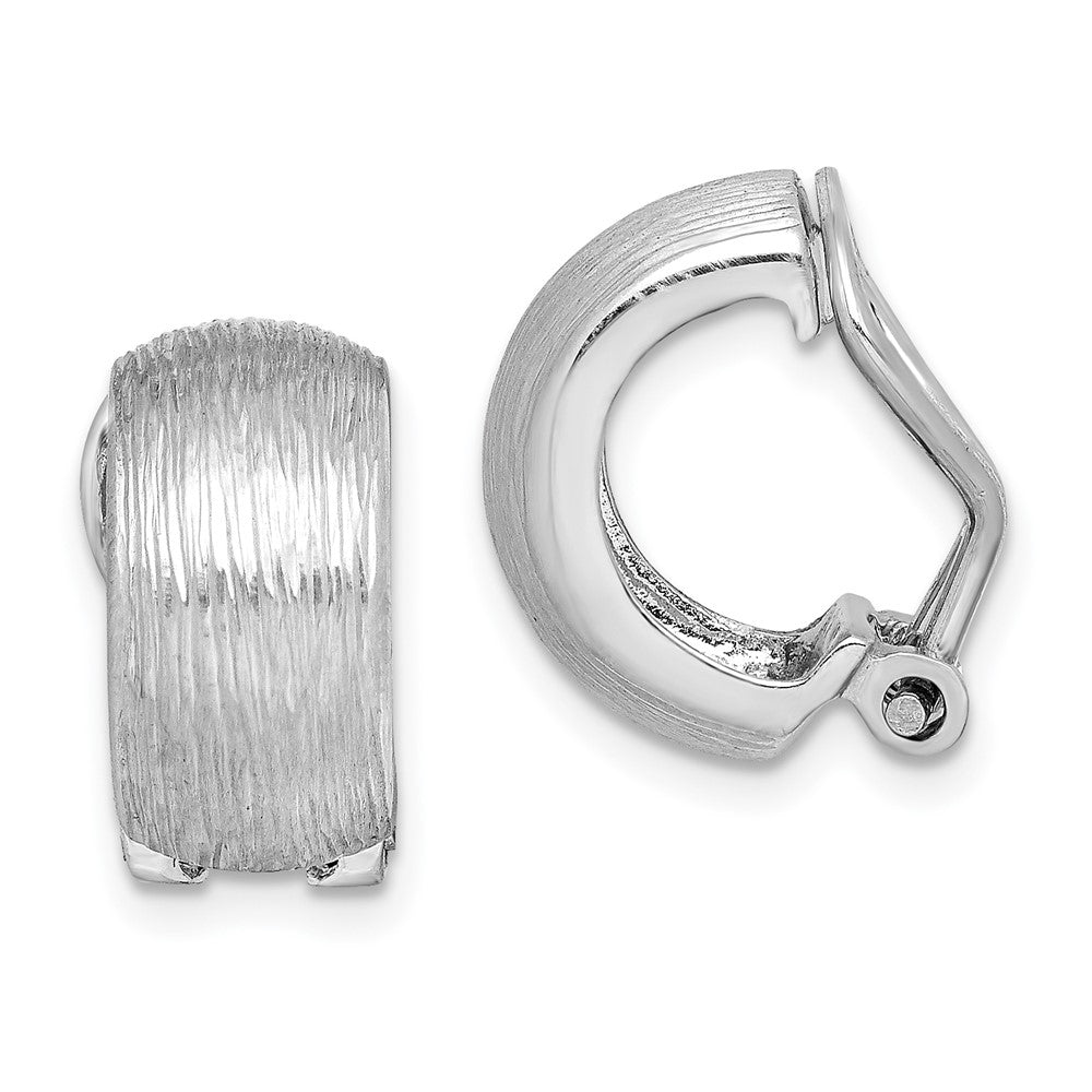 QE11710 Sterling Silver Rhodium-plated D/C Non-Pierced J-Hoop Earrings