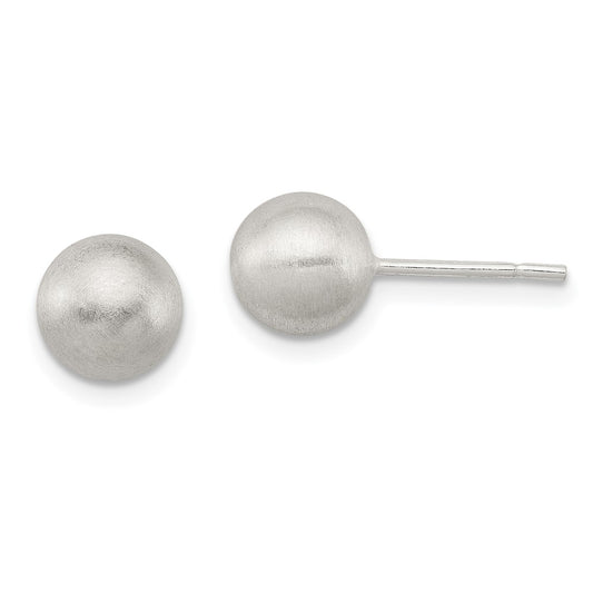 QE11748 Sterling Silver Polished 7mm Laser-cut Post Earrings