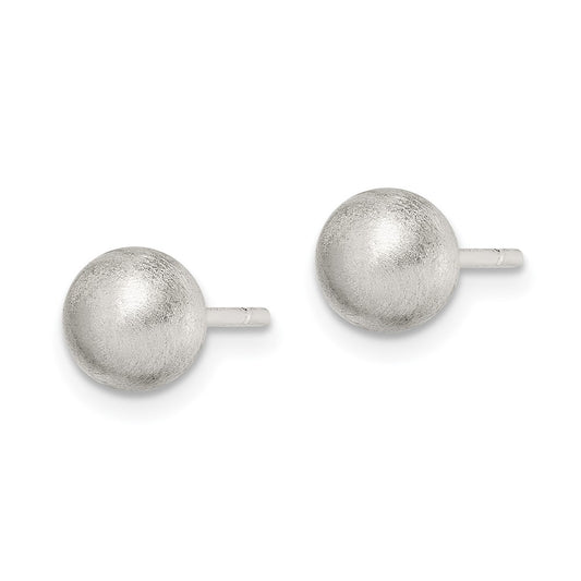 QE11749 Sterling Silver Polished 6mm Laser-cut Post Earrings