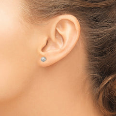 QE11750 Sterling Silver Polished 5mm Laser-cut Post Earrings