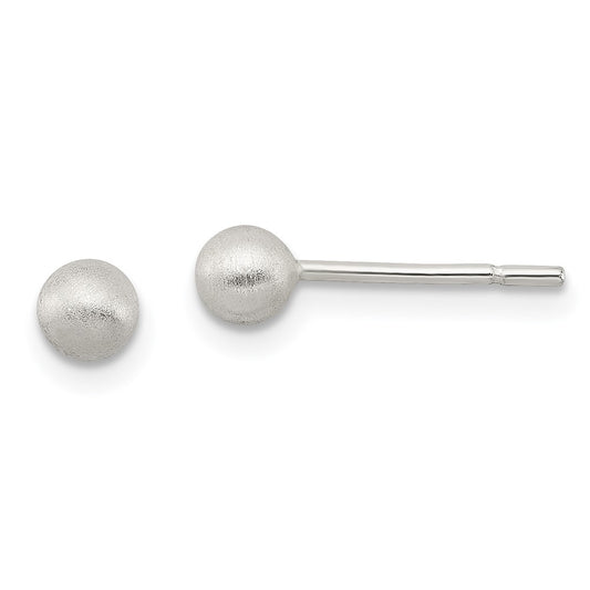 QE11751 Sterling Silver Polished 4mm Laser-cut Post Earrings