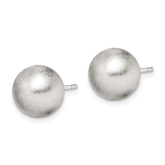 QE11754 Sterling Silver Polished 10mm Laser-cut Post Earrings