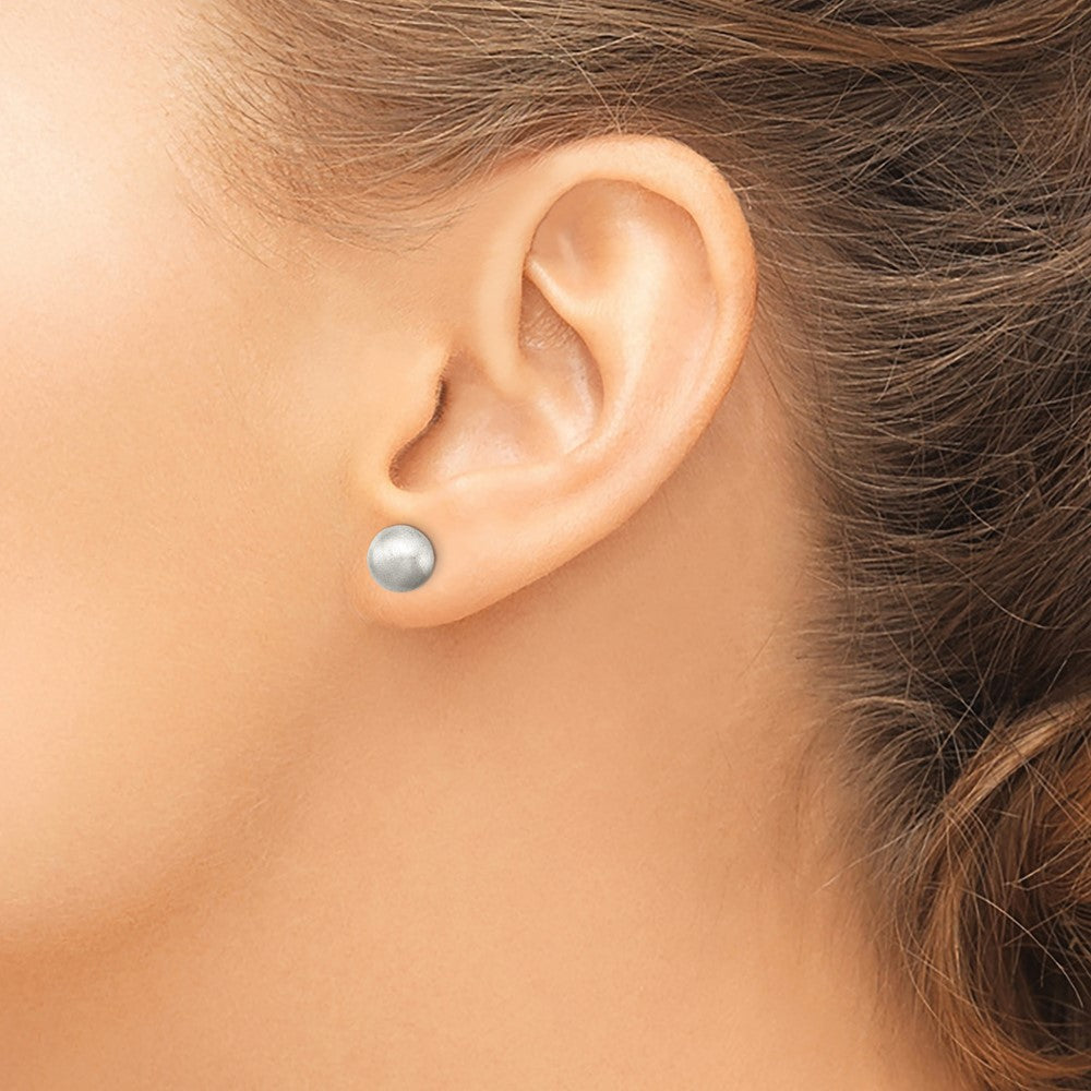 QE11756 Sterling Silver Polished 8mm Laser-cut Post Earrings