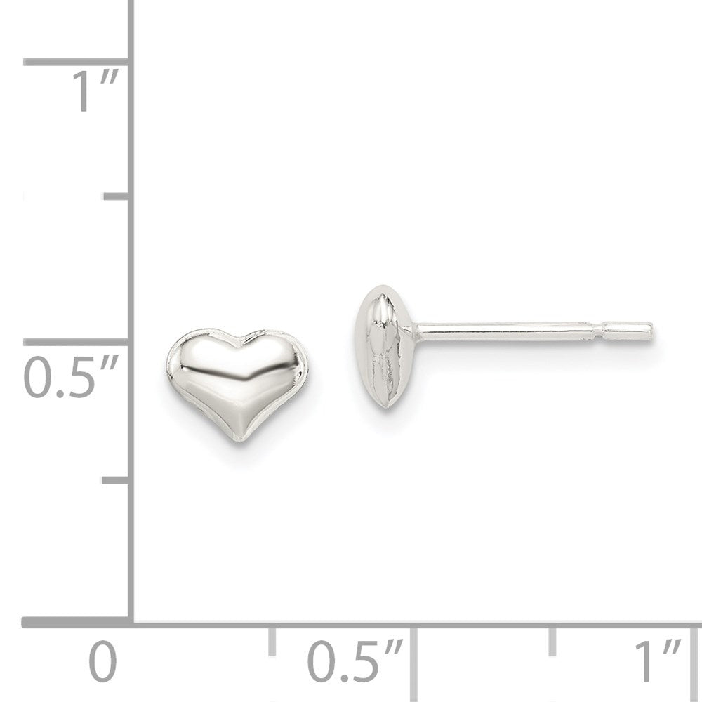 QE11764 Sterling Silver Polished Heart Post Earrings