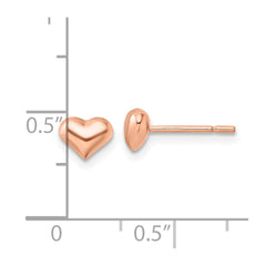 QE11764RP Sterling Silver Rose-tone Puffed Heart Post Earrings
