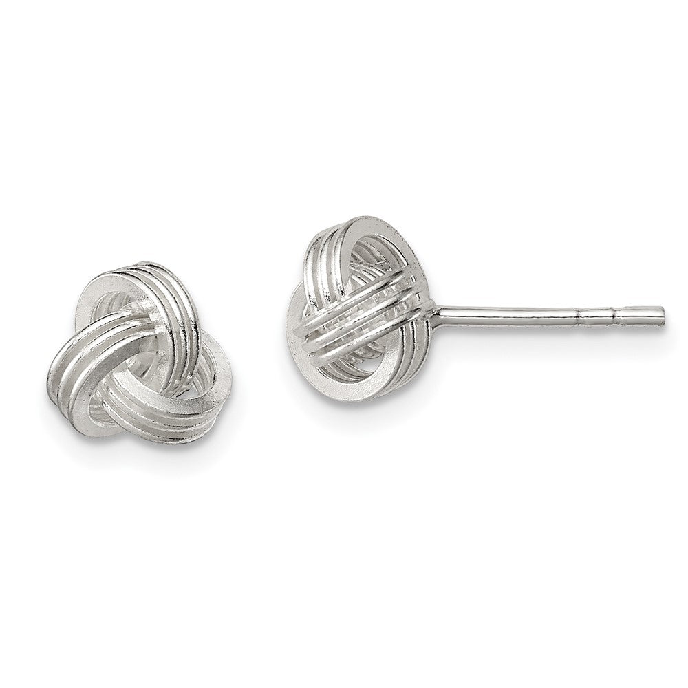 QE11774 Sterling Silver Polished Fancy Love Knot Post Earrings