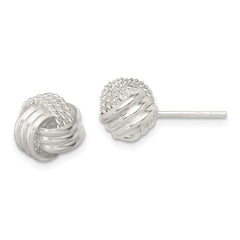 QE11775 Sterling Silver Polished and Textured Knot Post Earrings