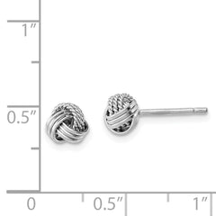 QE11781 Sterling Silver Rhodium-plated Triple Knot Rope Post Earrings