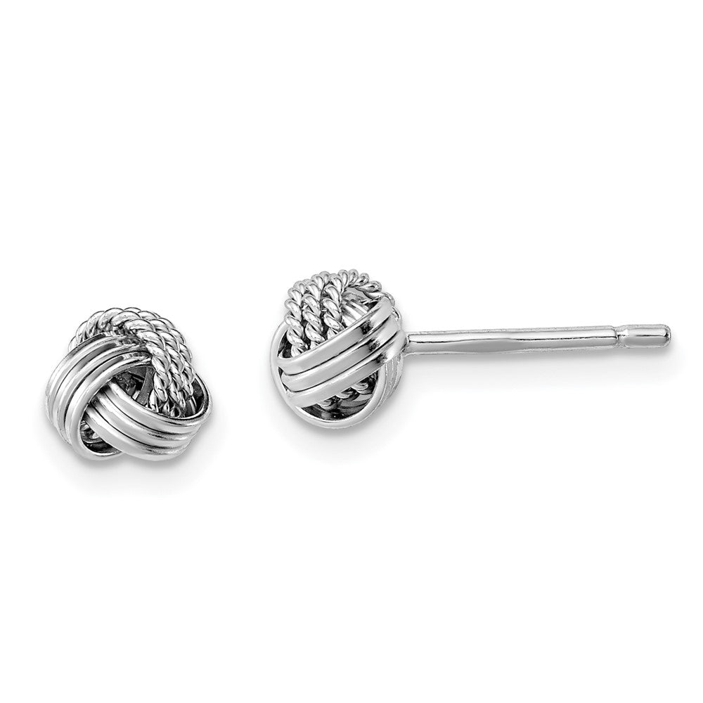 QE11781 Sterling Silver Rhodium-plated Triple Knot Rope Post Earrings