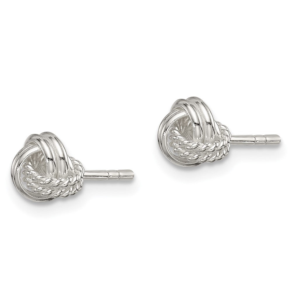QE11786 Sterling Silver Polished and Textured Knot Post Earrings