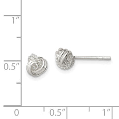 QE11786 Sterling Silver Polished and Textured Knot Post Earrings