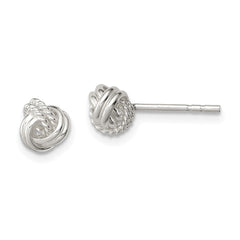 QE11786 Sterling Silver Polished and Textured Knot Post Earrings