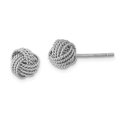 QE11787 Sterling Silver Rhodium-plated Rope Knot Post Earrings