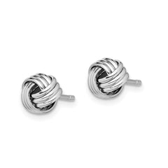 QE11791 Sterling Silver Rhodium-plated Triple Knot Post Earrings