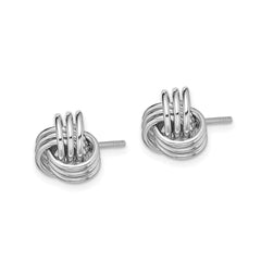 QE11792 Sterling Silver Rhodium-plated Polished Love Knot Post Earrings
