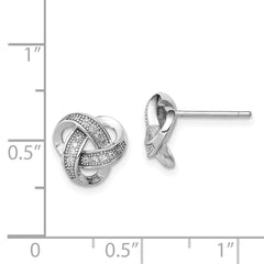 QE11797 Sterling Silver Rhodium-plated CZ Micropav������ Love Knot Post Earrings