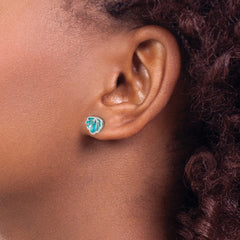 QE11805 Sterling Silver Polished Enamel Seashell Post Earrings