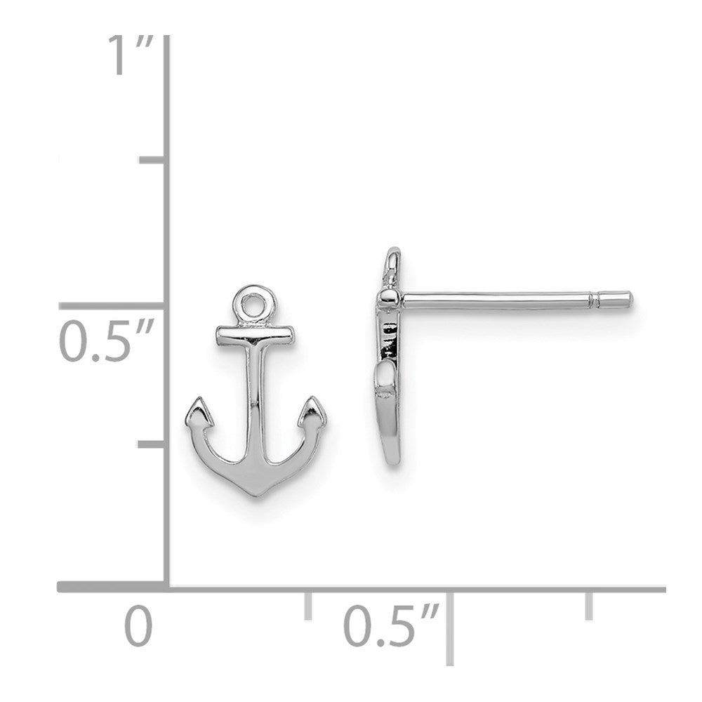 QE11816 Sterling Silver Rhodium-plated Polished Anchor Post Earrings