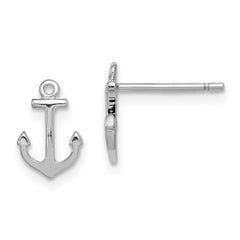 QE11816 Sterling Silver Rhodium-plated Polished Anchor Post Earrings