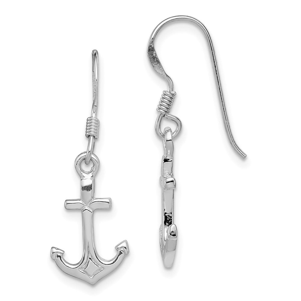 QE11818 Sterling Silver Rhodium-plated Anchor Earrings