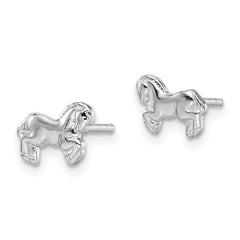 QE11836 Sterling Silver Rhodium-plated Children's Horse Post Earrings