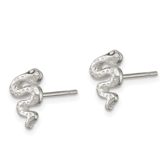 QE11846 Sterling Silver Polished Snake Post Earrings