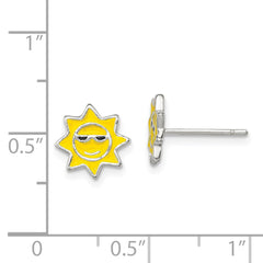 QE11848 Sterling Silver Polished Enamel Sunshine Post Earrings
