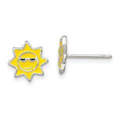 QE11848 Sterling Silver Polished Enamel Sunshine Post Earrings