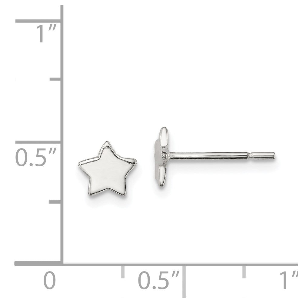 QE11853 Sterling Silver Polished Star Post Earrings