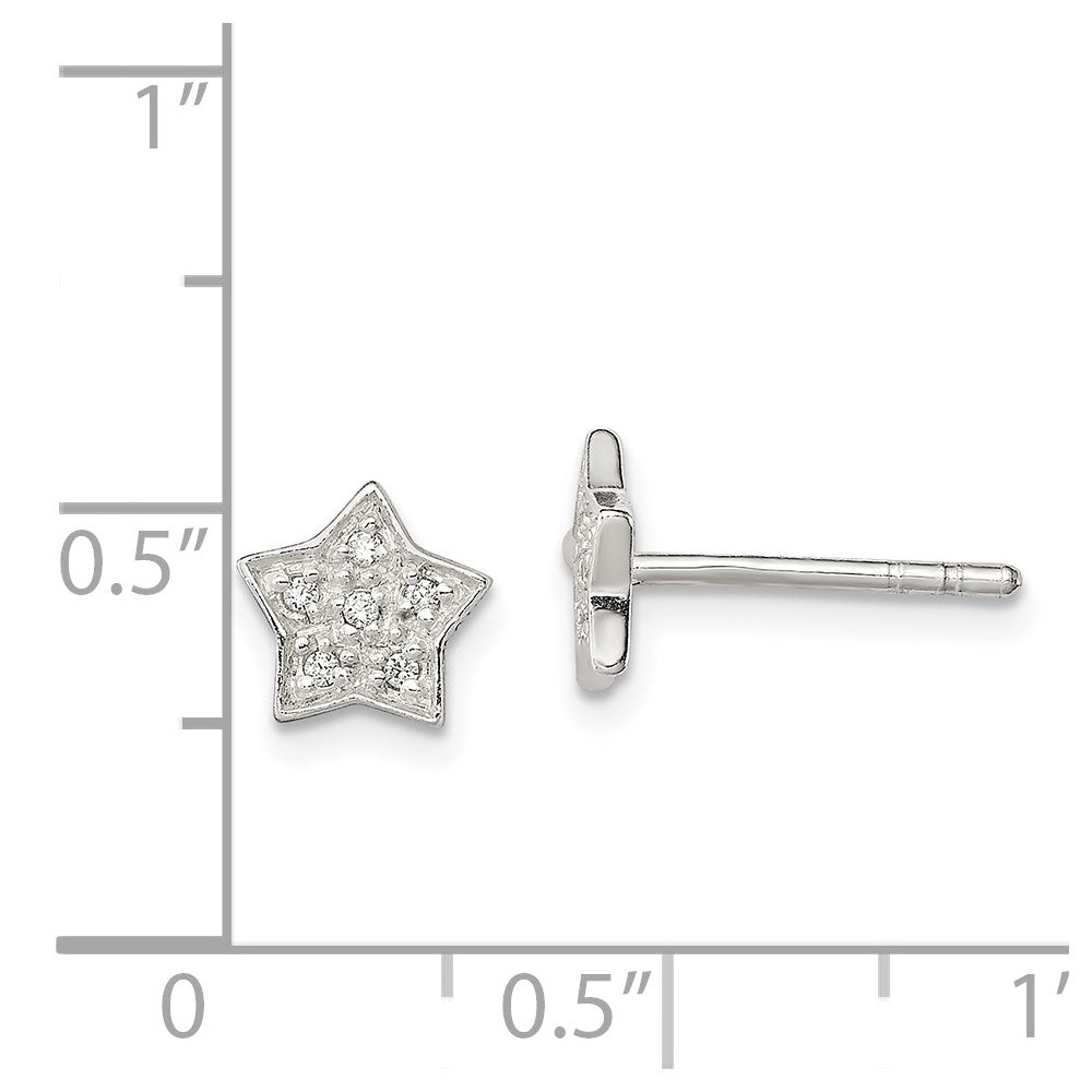QE11854 Sterling Silver CZ Star Post Earrings
