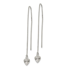 QE11882 Sterling Silver Polished Diamond-cut Dangle Heart Post Earrings
