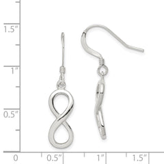 QE11937 Sterling Silver Polished Infinity Symbol Dangle Earrings