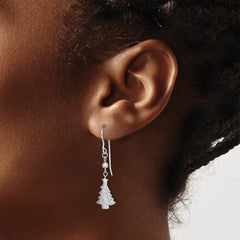 QE11964 Sterling Silver Rhodium Plated Christmas Tree Dangle Earrings