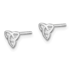 QE11970 Sterling Silver Rhodium-plated Polished Celtic Knot Post Earrings