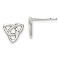 QE11972 Sterling Silver Polished Celtic Knot Post Earrings