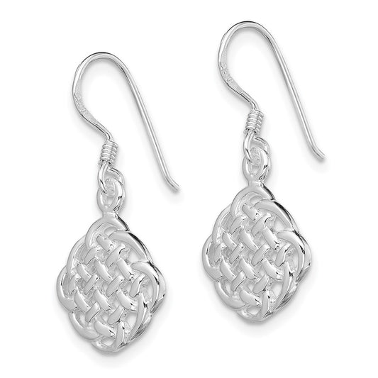 QE11978 Sterling Silver Rhodium-plated Celtic Dangle Earrings