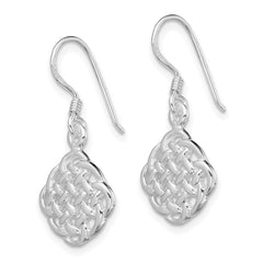 QE11978 Sterling Silver Rhodium-plated Celtic Dangle Earrings