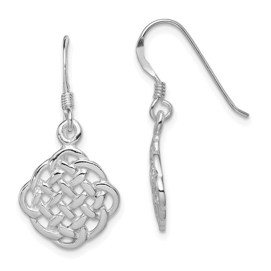 QE11978 Sterling Silver Rhodium-plated Celtic Dangle Earrings