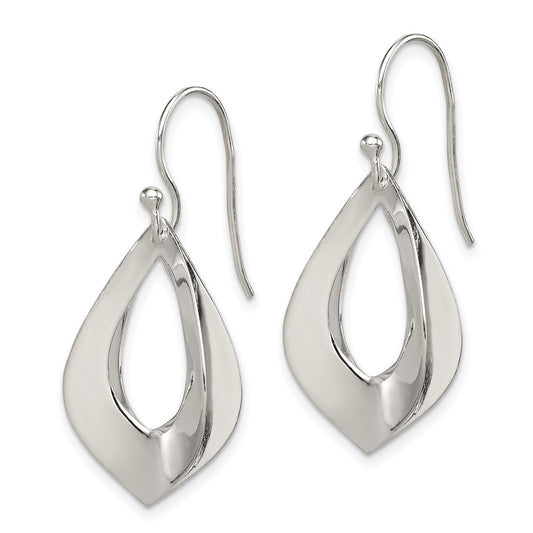 QE12058 Sterling Silver Polished Teardrop Dangle Earrings