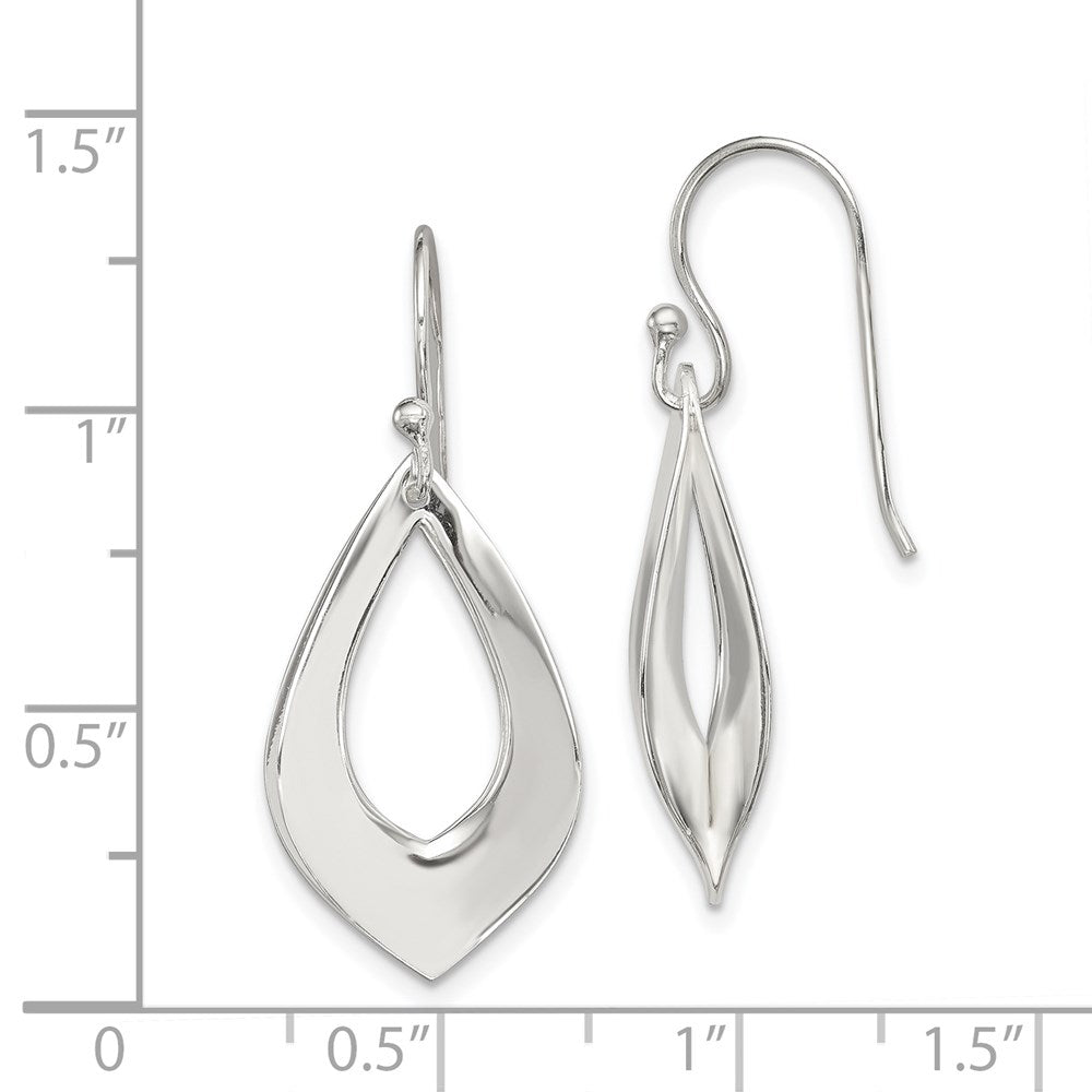QE12058 Sterling Silver Polished Teardrop Dangle Earrings