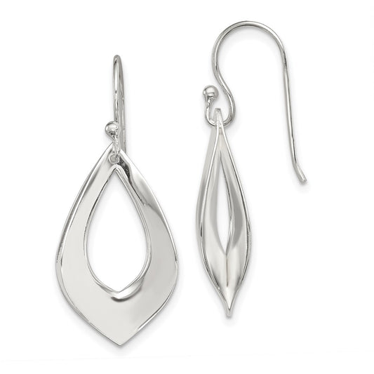 QE12058 Sterling Silver Polished Teardrop Dangle Earrings