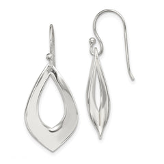 QE12058 Sterling Silver Polished Teardrop Dangle Earrings